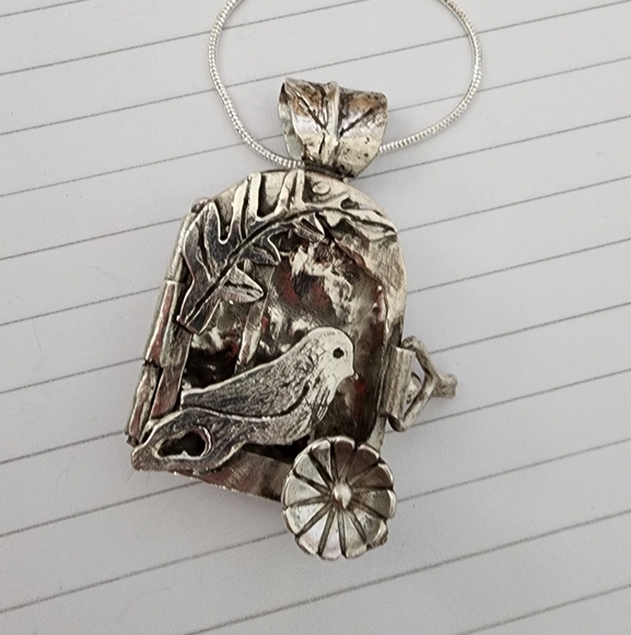 BIRD CAGE NECKLACE HANDMADE IN STERLING SILVER (Order Upon Request) - Picture 2 of 6